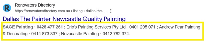 An image highlighting the 'meta description' of a website result being displayed in Google search results.